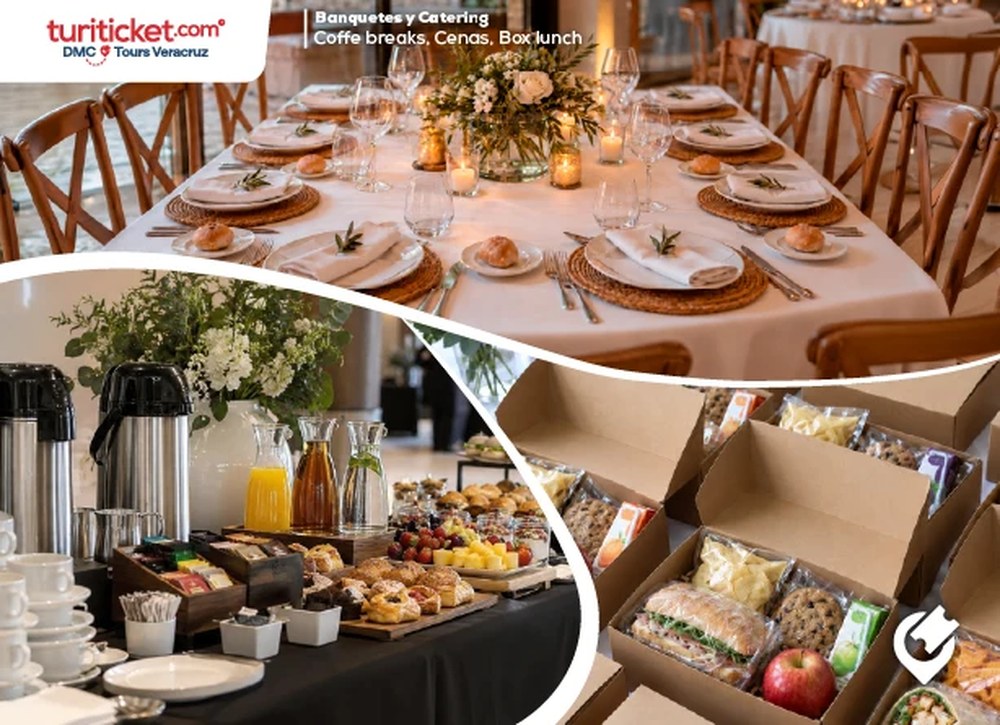 Banquetes y catering — coffee breaks, cenas y box lunch para eventos — Turiticket DMC Veracruz